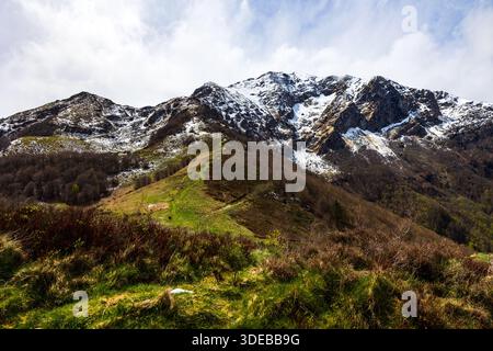 Mont Vallier Massiv im Frühjahr vom Col de la Core in der Region Couserans in Ariège Stockfoto