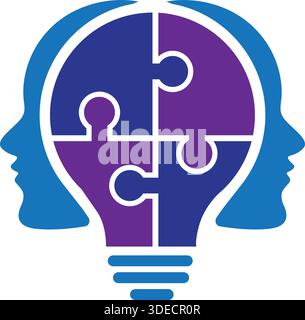 Brain Puzzle und Intelligence Logo für Bildung, Psychologie und kreatives Denken Stock Vektor