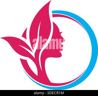 Frau Blatt Schönheit Spa Natürliche Schönheit Logo Design Vektor Vorlage Stock Vektor