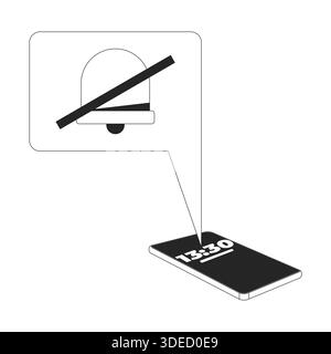 2D-Zeilenobjekt für stummgeschaltete Telefonbenachrichtigungen Stock Vektor