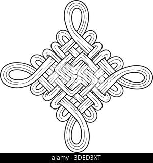 Traditioneller Chinesischer Knoten Vektor Ornament Schwarze Linie Art Symbol Isoliert Stock Vektor