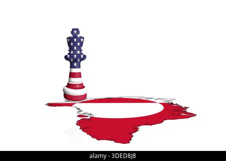 Schach aus der US-Flagge auf einer Grönlandkarte Stockfoto