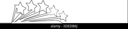 Fünf Sterne dekoratives, einzeiliges, handgezeichnetes Minimalismus-Ornament Stock Vektor