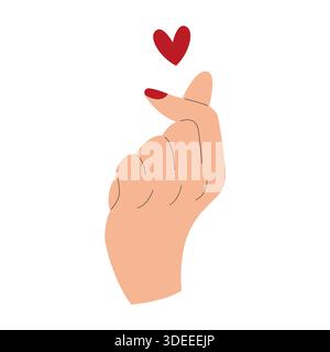 Abbildung des flachen Vektors der Herzfinger-Geste Stock Vektor