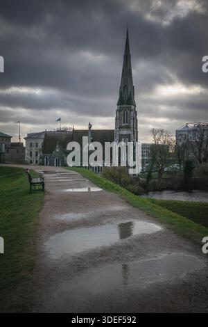 Blick auf St. Alban's Church vom Fort, Kopenhagen, Dänemark Stockfoto