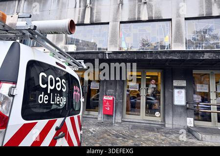 Lüttich, Belgien. Januar 2026. Das lokale CPAS Public Centre for Social Welfare (Centre Public d'action sociale) in Lüttich, Bild am Mittwoch, den 7. Januar 2026. BELGA PHOTO ERIC LALMAND Credit: Belga News Agency/Alamy Live News Stockfoto