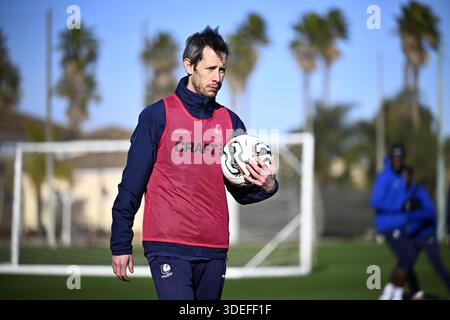Oliva, Spanien. Januar 2026. U23-Trainer Thomas Matton fotografierte am Mittwoch, den 7. Januar 2026, im Wintertrainingslager der belgischen Fußballmannschaft KAA Gent in Oliva, Spanien. BELGA FOTO JASPER JACOBS Credit: Belga News Agency/Alamy Live News Stockfoto