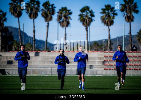 Oliva, Spanien. Januar 2026. Gents Spieler wurden während des Wintertrainings der belgischen Fußballmannschaft KAA Gent in Oliva, Spanien, am Mittwoch, den 7. Januar 2026, in Aktion dargestellt. BELGA FOTO JASPER JACOBS Credit: Belga News Agency/Alamy Live News Stockfoto