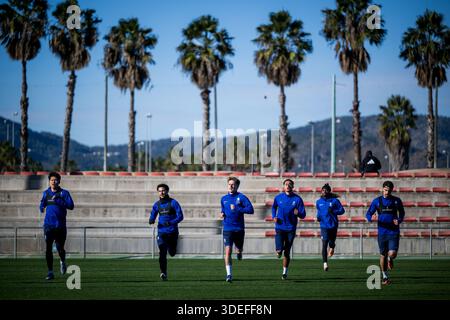 Oliva, Spanien. Januar 2026. Gents Spieler wurden während des Wintertrainings der belgischen Fußballmannschaft KAA Gent in Oliva, Spanien, am Mittwoch, den 7. Januar 2026, in Aktion dargestellt. BELGA FOTO JASPER JACOBS Credit: Belga News Agency/Alamy Live News Stockfoto
