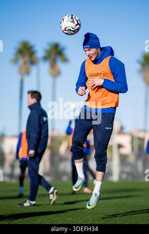 Oliva, Spanien. Januar 2026. Gent's Maksim Paskotsi in Aktion während des Wintertrainings der belgischen Fußballmannschaft KAA Gent, in Oliva, Spanien, am Mittwoch, den 7. Januar 2026. BELGA FOTO JASPER JACOBS Credit: Belga News Agency/Alamy Live News Stockfoto
