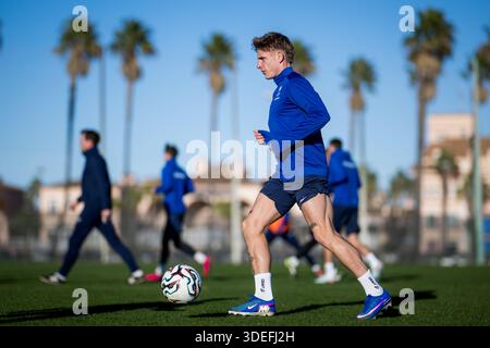 Oliva, Spanien. Januar 2026. Gent's Michal Skoras in Aktion während des Wintertrainings der belgischen Fußballmannschaft KAA Gent in Oliva, Spanien, Mittwoch, den 7. Januar 2026. BELGA FOTO JASPER JACOBS Credit: Belga News Agency/Alamy Live News Stockfoto