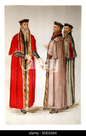 Illustration von Lord Mayor und Stadtrat während der Zeit der Königin Elisabeth I. (1558–1603) aus der Ausgabe von A Short History of the Englands aus dem Jahr 1898 Stockfoto