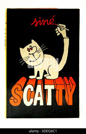 Vintage Hardcover Buch Scatty Cat von Sine Stockfoto
