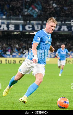 Neapel, Italien. Januar 2026. NEAPEL, ITALIEN - 7. JANUAR: Rasmus Hojlund von SSC Napoli während des Spiels der italienischen Serie A Enilive zwischen SSC Napoli und Hellas Verona im Stadio Diego Armando Maradona am 7. Januar 2026 in Neapel. (Foto von Ciro Santangelo/Orange Pictures) Credit: Orange Pics BV/Alamy Live News Stockfoto