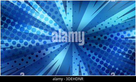Abstrakter, leuchtend blauer Retro-Comic-Hintergrund Stock Vektor
