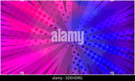 Blauer und rosafarbener Retro-Comic-Hintergrund Stock Vektor