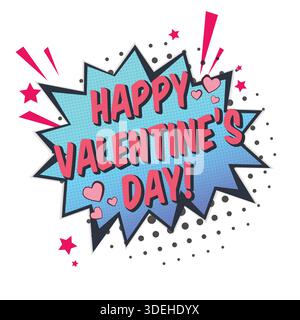 Leuchtend pinkfarbene Sprechblase mit VALENTINSTAG-Text Stock Vektor