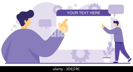 Männliches Zeichen, das den Kopierraum für Text darstellt Stock Vektor