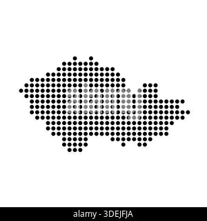 Länderkarte der Tschechischen Republik mit Punkten. Abbildung mit schwarzen Pixeln isoliert auf weißem Hintergrund. Vektorkreis Mosaik. Stock Vektor