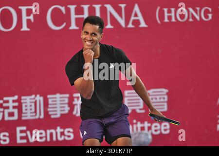 Michael Mmoh, ein US-amerikanischer Tennisspieler, während eines Spiels bei den Hong Kong Tennis Open (ATP250) am 8. Januar 2026 in Hongkong. (Foto von Kobe Li/Nexpher Images) Credit: Nexpher Images Limited/Alamy Live News Stockfoto