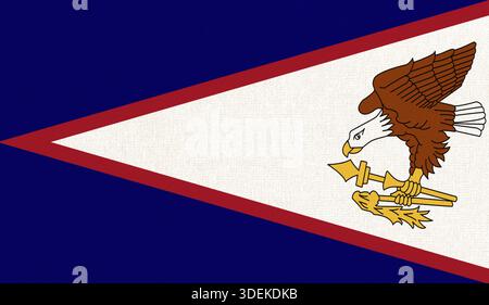 Flagge Amerikanisch-Samoas. Offizielles Symbol Ostsamoas. Inselland. Flagge amerikanisch-Samoas auf texturiertem Hintergrund. Textiltextilien Stockfoto