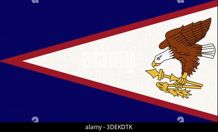 Flagge Amerikanisch-Samoas. Offizielles Symbol Ostsamoas. Inselland. Flagge amerikanisch-Samoas auf texturiertem Hintergrund. Textiltextilien Stockfoto