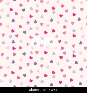 Love Pattern mit Konfetti Nubes. Handgezeichnetes Herzdesign. Happy Valentinstag Hintergrund perfekt für Einladungen, Karten, Druck, Kleidung, Poster, Web Stock Vektor