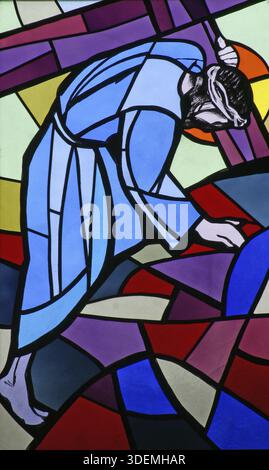 7. der Kreuzweg, Jesus fällt zum zweiten Mal Stockfoto