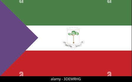 Flagge von Äquatorialguinea. Flagge Äquatorialguineas. Nationales Symbol Äquatorialguineas auf gemustertem Hintergrund. Afrikanisches Land. Abbildung der Flagge Stockfoto