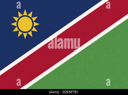 Flagge von Namibia. Namibische Nationalflagge auf Stoffoberfläche. Stoffstruktur. Nationales Symbol. Republik Namibia. Afrikanisches Land. 3D-Abbildung. Aus Stockfoto