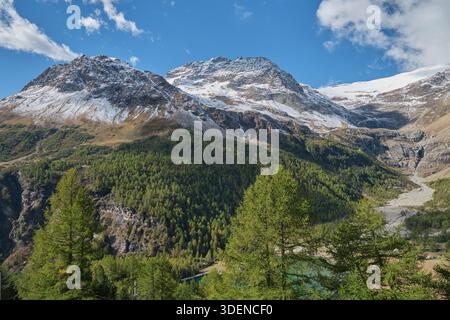 Blick auf den Palü-Gletscher von der Alp Grüm Stockfoto