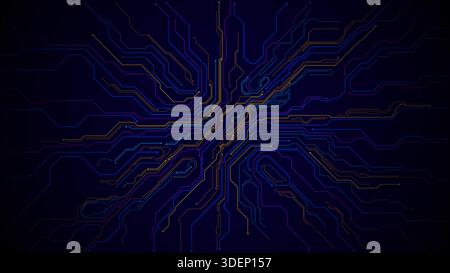 Futuristisches Cyber-Design mit leuchtend rosa und lila Schaltungsmustern Stock Vektor