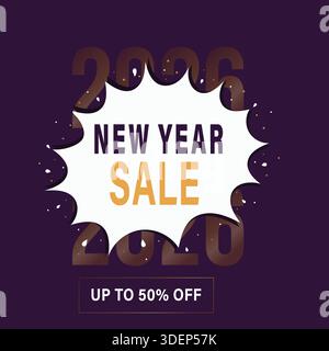 Werbeplakat „Happy New Year“ mit 50% Rabatt auf das Angebot. Stock Vektor
