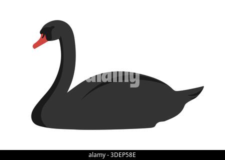 Anmutiger Schwanenvogel auf grünem Hintergrund. Vektorabbildung Stock Vektor