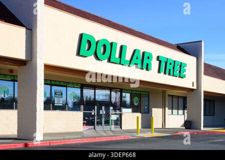 Everett WA, USA - 30. November 2025; Dollar Tree Einzelhandelsgeschäft mit grünem Schild an der Fassade Stockfoto