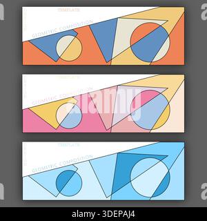 Ein Set abstrakter geometrischer Konstruktionslayouts. Die Idee für Titelseiten, Cover, Bücher, Broschüren, Flyer, Poster, Broschüren. Schablone für Innen- und d Stock Vektor