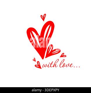 Einfache Valentinskarte mit Herzen, flache Vektor-Illustration, perfekt für Ihren Feiertagshintergrund, Textil, Grußkarte, Verpackung Stock Vektor