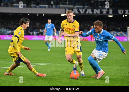 Neapel, Italien. Januar 2026. Noa lang das italienische Meisterschaftsspiel der Serie A 2025-2026 zwischen Neapel und Verona im Diego Armando Maradona Stadion, Italien (Felice de Martino/SPP) Credit: SPP Sport Press Photo. /Alamy Live News Stockfoto