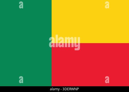 Benin Nationalflagge flache Vektor-Illustration. Flache Vektorillustration der benin Flagge mit grünem vertikalem Streifen und gelbem rotem Banner. Stock Vektor
