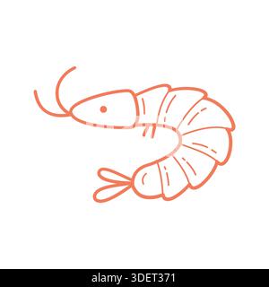 Niedliche Shrimps, Handgezeichnet Stock Vektor