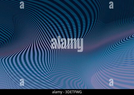 Abstraktes Moiré-Muster in Blau und Lila. Digitaler Bildschirm Interferenz Textur Hintergrund passend zu Cool Blue und Tech Trends. Stockfoto