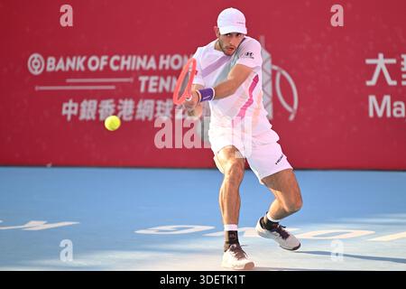 Nuno Borges, ein portugiesischer Tennisspieler, während eines Spiels bei den Hong Kong Tennis Open (ATP250) am 9. Januar 2026 in Hongkong. (Foto von Kobe Li/Nexpher Images) Stockfoto