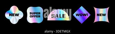 Holografischer Aufkleber. Hologrammetikett oder -Tag. Sale, neu, super Angebot Stock Vektor