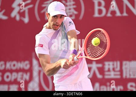 Nuno Borges, ein portugiesischer Tennisspieler, während eines Spiels bei den Hong Kong Tennis Open (ATP250) am 9. Januar 2026 in Hongkong. (Foto von Kobe Li/Nexpher Images) Stockfoto