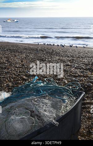 Fischernetze und Seile Stockfoto