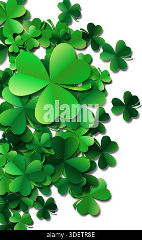 Saint Patricks Tag Hintergrund mit gesprühten grünen Kleeblättern o Stock Vektor