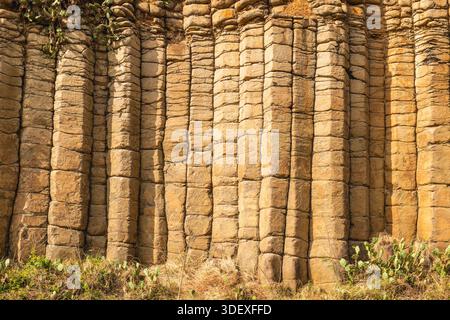 Details zum Daguoye Columnar Basalt auf Xiyu Island, Penghu County, Taiwan Stockfoto