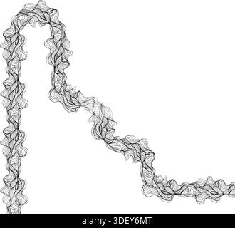 Diagonales Labyrinth mit langen Zickzackwegen, die durch fließende Linien gebildet werden. Stock Vektor