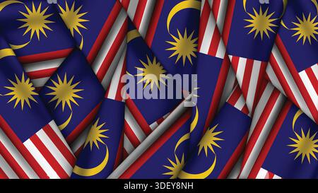 Satz MALAYSISCHER Flaggen übereinander gestapelt Stock Vektor