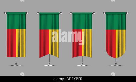 Sammlung vertikaler Banner mit der BENIN-Flagge Stock Vektor